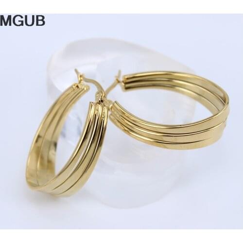 Classic Gold color stainless steel Hoop Earrings oval fashion women jewelry wholesale LH292