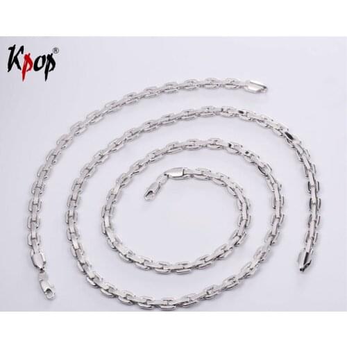 Kpop Accessories Gold/Silver/Black Color Chain Necklaces Bracelets Set For Men High Quality Jewelry Necklace Sets Man Gift S2598