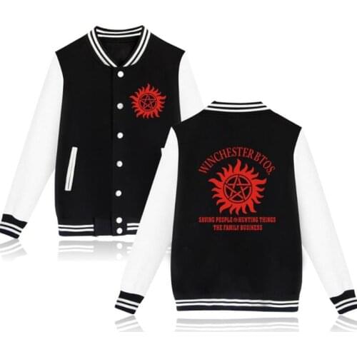 Supernatural Baseball Jacket Women Men Bomber Jacket Streetwear Hip Hop Harajuku Sweatshirts Long Sleeve Coats Casual Tracksuit