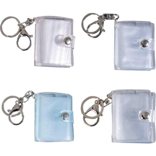 Mini Small Photo Album Keyring 16 Pockets 1 Inch ID Instant Pictures Interstitial Storage Card Book Keychain Lover Time F19B