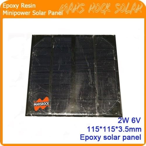 HOT SALE 2W 6V 115*115mm Monocrystalline Epoxy Resin Mini Solar Panel