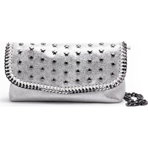 FIRMRANCH Cool Black Punk Style Handmade Star Rivet Chain Woven Design Multifunctional Female Waist Chic Shoulder Crossbody Bag