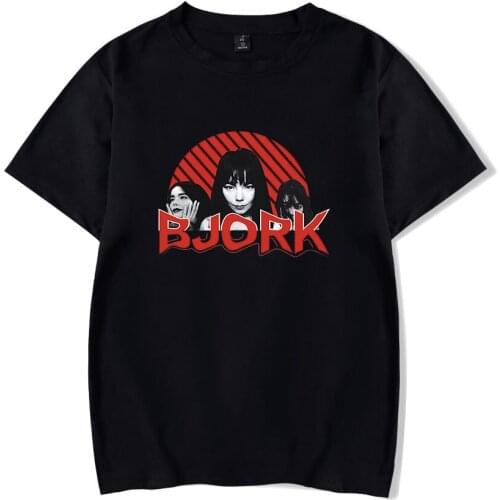 Aikooki New Fashion Black T-shirt Print Bjork Loose Round Neck T Shirt Men/Women Popular Casual Harajuku Style Short Sleeve Top