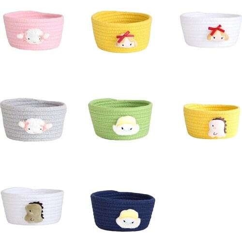 Cartoon Animals Hand Woven Storage Basket Kids Toys Desktop Organizer Sundries Storage Box Laundry Baskets