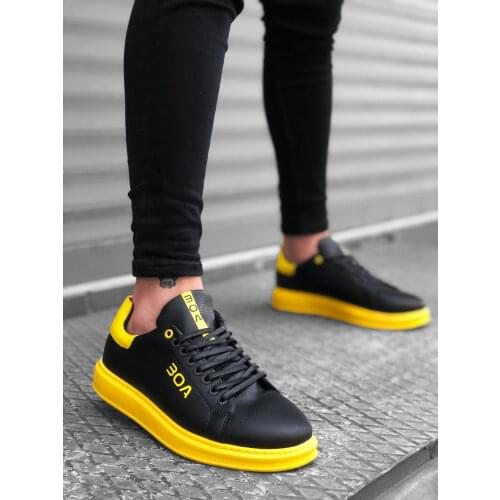 BA0169 Laced Black Yellow High Outsole Male Boots