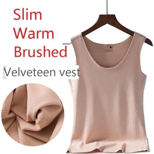 New Winter Spring Women Sexy Fashion Warm Fleece Heating Tank Seamles Tops Solid Camis Slim Female Add Velvet Warm Running Vests