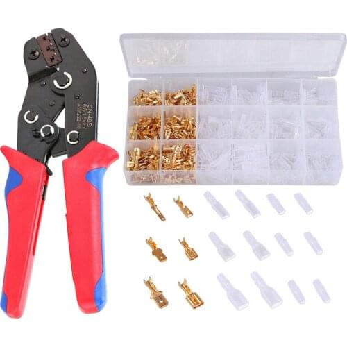 600Pcs Crimping Plier Female Terminal Connector Set Female Male Tab Connector Insulating Sleeve SN-48B Crimping Tool Hand Tools