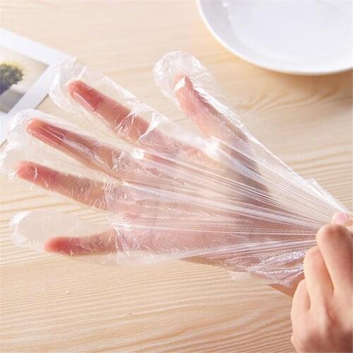 100PCS Disposable Gloves Kitchen BBQ Food Gloves Transparent Removable Oil Resistant Household Cleaning Disposable Plastic Glove