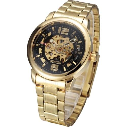 SEWOR Top Brand Luxury Men Watches Luxury Gold Automatic Mechanical Skeleton Wrist Watches Classic Man Watch relogio masculino