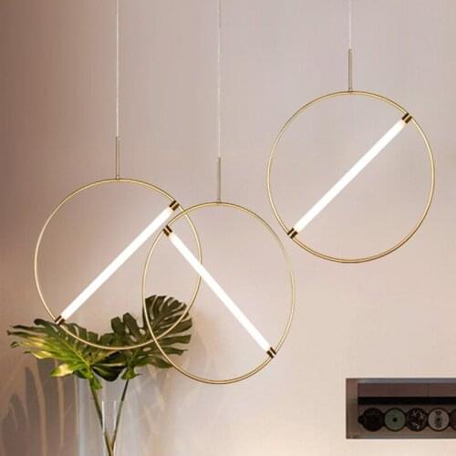 Nordic Modern Cafe Led Chandelier Loft Living Room Restaurant Hotel Fashion Art Simple Circular Decorative Pendant Light