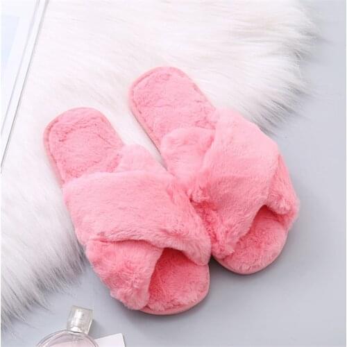 New style ladies home slippers winter warm shoes ladies flat slippers ladies faux fur slippers 36-41 wholesale slippers non-slip