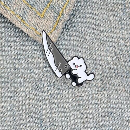 Creative Cartoon Exquisite Personality Fashion Cat Knife Funny Dagger Cat Brooch