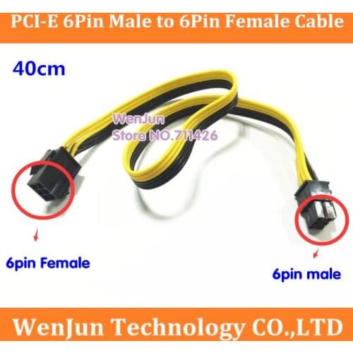 Hot Sale PCI-E 6Pin Male to PCI-E 6Pin Female GPU Video Card Extension Cable 18AWG 6 pin Power Cable 40cm Ribbon Cable Cord