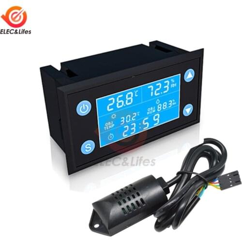 AC 110-220V Intelligent digital LCD display timing temperature humidity controller with SHT20 Sensor thermostat Hygrometer Gauge