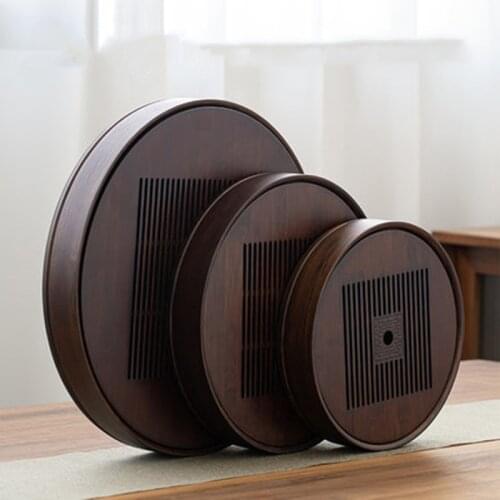 Large Capacity Water Storage Bamboo Tea Tray Round Tea Board Chinese Kung-Fu Tea Set Traditional Bamboo Pu'er Tea Tools Kitchen