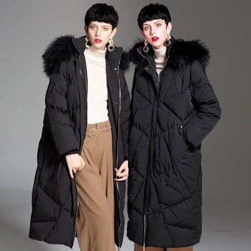Plus Brand long 2018 Winter jacket women duck down jackets womens outerwear down jacket real fur hood loose down coat parka