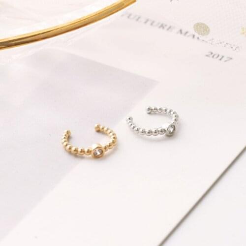1 PCS Vintage C Shaped Crystal Ear Cuff Non Pierced Clip Earring Trendy Punk Gold Color Geometric Small Circle Earrings