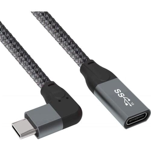 100W PD 5A Curved USB3.1 Type-C Extension Cable 4K @60Hz 10Gbps USB-C Gen 2 Extender Cord For Macbook Nintendo ASUS HP Laptop 1M