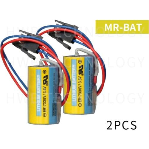 2pack New Original For Mitsubishi ER17330V MR-BAT CNC 3.6V 1700mah PLC Lithium Battery Batteries with Plug Free Shipping