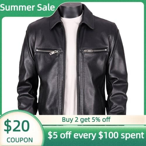 2021 Black Smart Casual Style Genuine Leather Jacket Men Plus Size 4XL Real Natural Cowhide Autumn Slim Fit Russian Coat