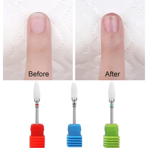 3PCS 2.35mm Bullet-shape Ceramic Nail Drill Bits Grinding Heads for Beauty Salons Professional Home Use Manicure Pedicure Tools