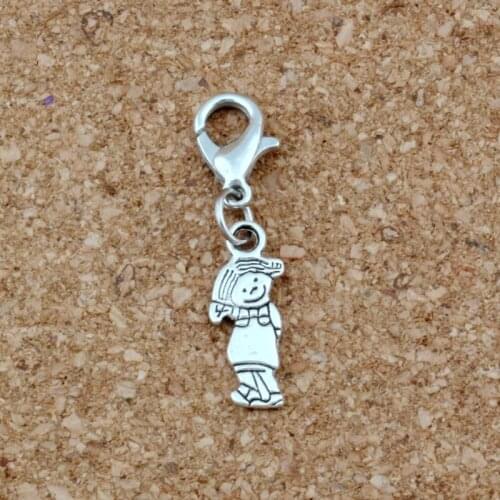 30pcs Cute little Girl Floating Lobster Clasps Charm Beads Fit Charm Bracelet DIY Jewelry 6.5x32.2mm A-514b