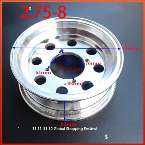 8 Inch Electroplated Rim 2.75-8 front /3.00-8/3.50-8 rear aluminum wheel hub for Monkey Bike Small Monkey Motorcycle Wheel