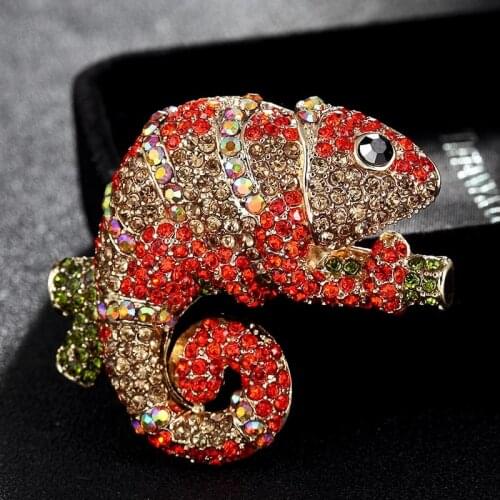 12pcs/lot Wholesale Korea Red Color chameleon Brooches For Women Men Jewelry Fashion Vintage Hijab Scarf Pin Up Buckle