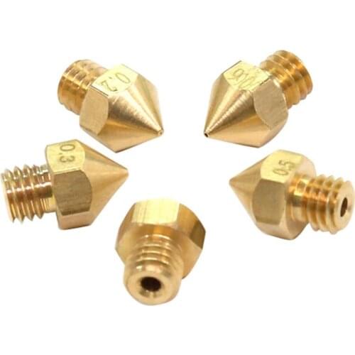 3D Printer Part 0.2/0.4/0.5/0.6mm Copper Extruder Threaded Brass Nozzle Multiple Sizes Filament Extruder Print Head Dropship