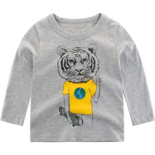 Kids Shirts Korean Cartoon Print Long Sleeves Tops For Boys Big Children T-shirts Autumn Cotton Boy Shirt Tees 2-9 Years Clothes