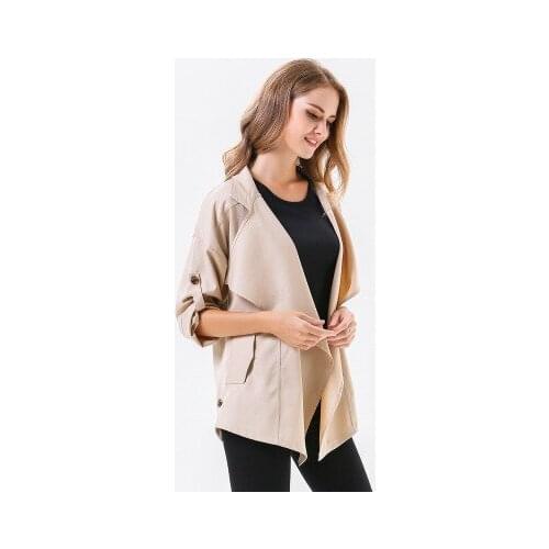 2020 Elegant Simple Turndown Trench Coat Female Windbreaker Casual Irregular Long Sleeve Women Coats Outwear LX1563 s