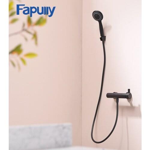 Fapully Wall Mounted Matte Black Plated Bathtub Faucet With Hand Shower Taps Bathroom Bath Shower Faucets Torneiras HS169-55B-01