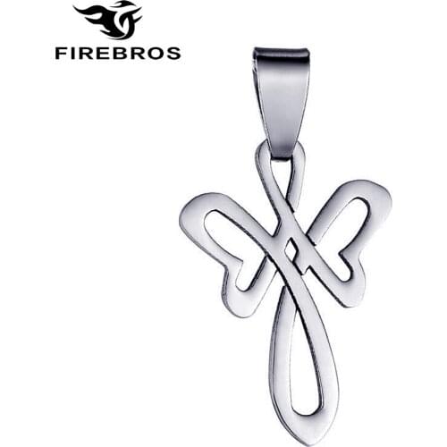FIREBROS Silver Color Titanium Stainless Steel Celts Knot Amulet Cross Pendant Necklace Women Cheap Jewelry Gift Dropshipping