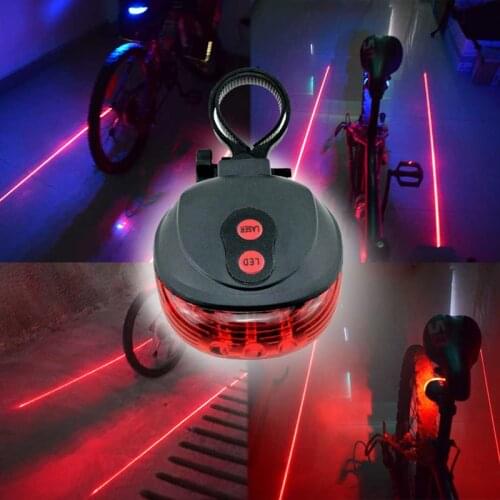WasaFire Waterproof Bike Cycling Lights 5 LEDs 2 Lasers 3 Modes Bike Taillight Safety Warning Light Bicycle Rear Light