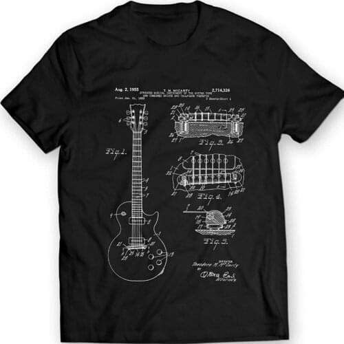 Les Paul Guitar T-Shirt Music Tee Patent 2019 New Fashion Funny 100% Cotton Slim Fit Top Solid Color Company T Shirts