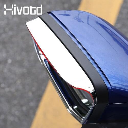 Hivotd For Audi Q3 2020 2019 Chrome Car Rearview Mirror Visor Cover Trim Side Door Rearview Mirror Rain Eyebrow Protection Parts