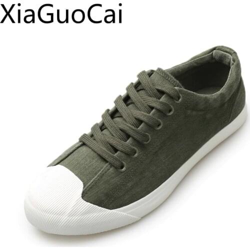 Cowboy Fashion Men Canvas Shoes Low Top Lace Up Male Casual Shoes Round Toe Spring and Autumn Rubber Flat Shoes Lu1 35