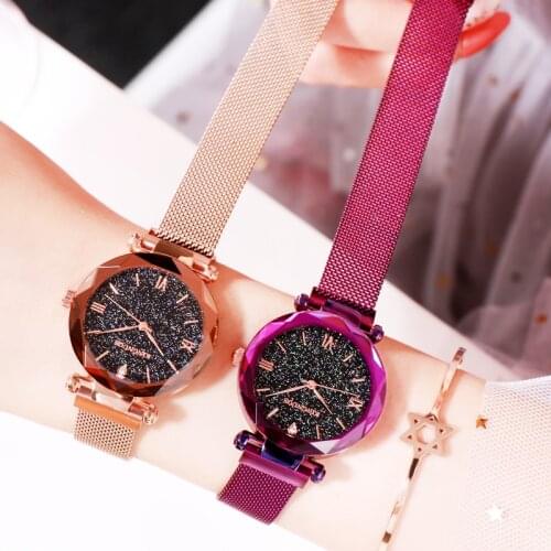 KINGNUOS High-end small fashion ladies starry sky mesh belt waterproof vacuum plating watch