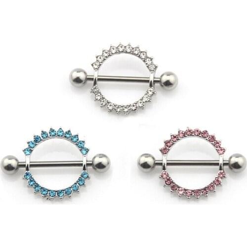 1 piece stainless steel round nipple piercing rings women nipple sexy red crystal nipple piercing bar stud body Piercing jewelry