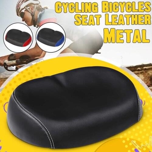 24x17cm Bicycle Saddle Leather Cover Road MTB Bike Saddle Seat Comfortable Breathable Soft Wide Large Cover Cycling Cushion Pad