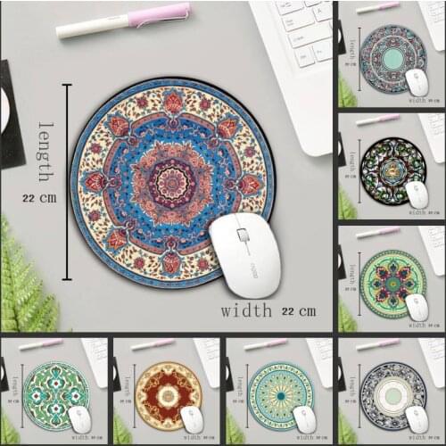 XGZ New Pattern 22x22 Cm Round Mouse Pad Rubber Carpet Office Desktop Pad Mat Persian Carpet Mousepad Game Gaming Player Mats