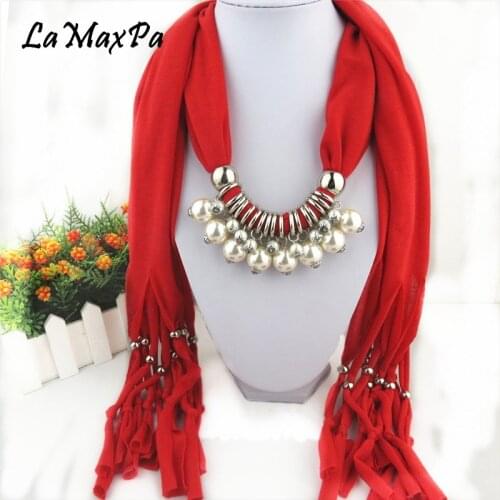 LaMaxPa 2018 New Fashion Women Pendant Scarf Shinning Jewelry Similar Plummet Scarf Female Ornaments Echarpe Lady Elegant Scarf