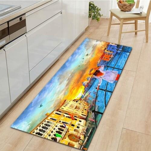 Oil Painting Landscape Series Doormat Washable Kitchen Carpet Home Decoration Living Room Bedside Soft Rug Non-Slip Bath Mat