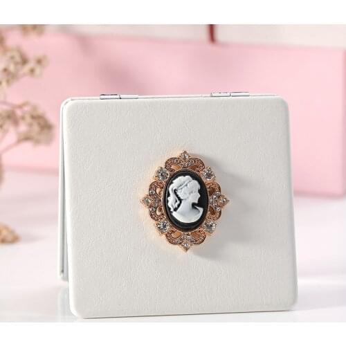 Mini Pocket Beauty makeup mirror,2-face PU Leather Portable Magnifying Folding Cosmetic compact mirror girl ,Party Favors gifts