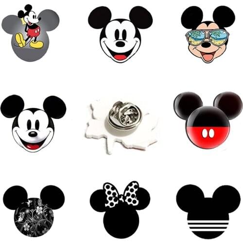 Disney Personality Minnie Mickey Black Avatar Acrylic Lapel Pin Epoxy Resin Children Cartoon Animation Fashion Accessories