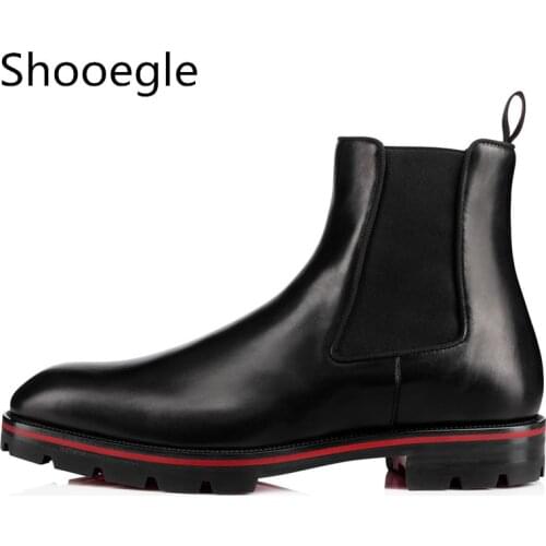 Fashion Design Men British Casual Boots Black Leather Men Ankle Boots Male Low Heels Slip On Men Motorcycle Boots