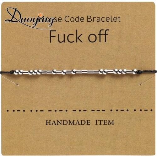 Morse Code Mutual Attraction Relationship Matching Couples Rope Bracelets Stinless steel Adjustable String Custom Bracelet Gift