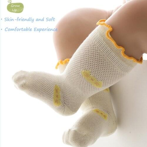 Cartoon Newborn Baby Socks Cute Zoo Mesh Curled Socks for Girls Summer Childrens Cotton Socks Breathable Knee Socks for Kids