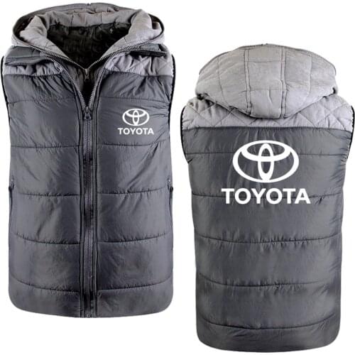 Mens jackets Toyota car logo printing Casual hiphop Harajuku sleeveless Splicing Mens Hoodie zipper Jacket Clothing