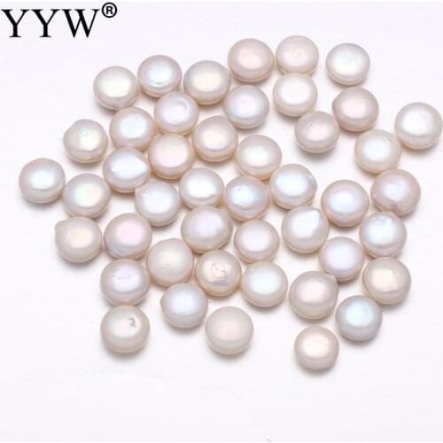 Natural Freshwater Pearl Loose Beads Flat Round Polished DIY White 11-12MM For Jewelry Making Handmade Diy Bracelet Necklace